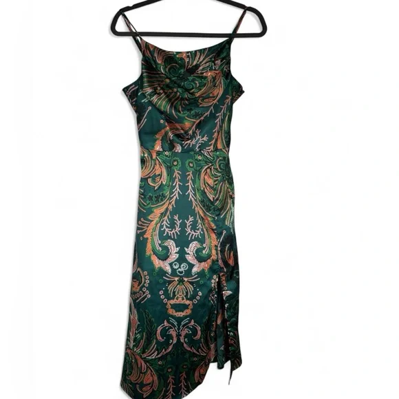 ✅ Sundayup satin midi green floral - Picture 2 of 6